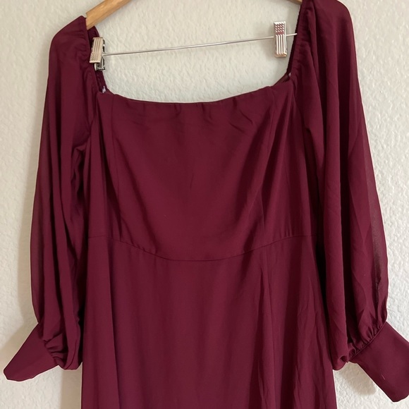 NWOT Feel the Romance Burgundy Off-the-Shoulder Maxi Dress! - Picture 3 of 7